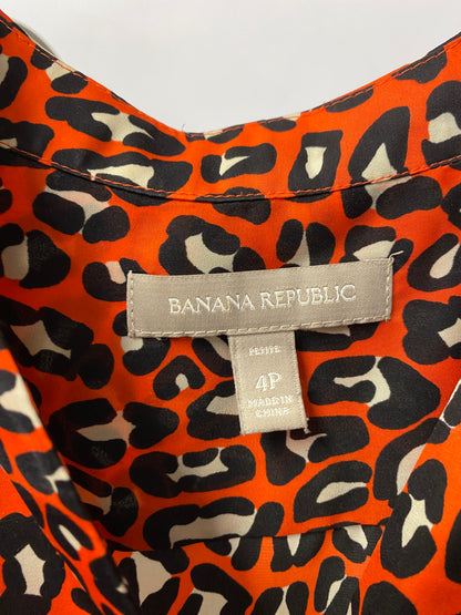 Banana Republic Orange Leopard Print Blouse 8 Petite