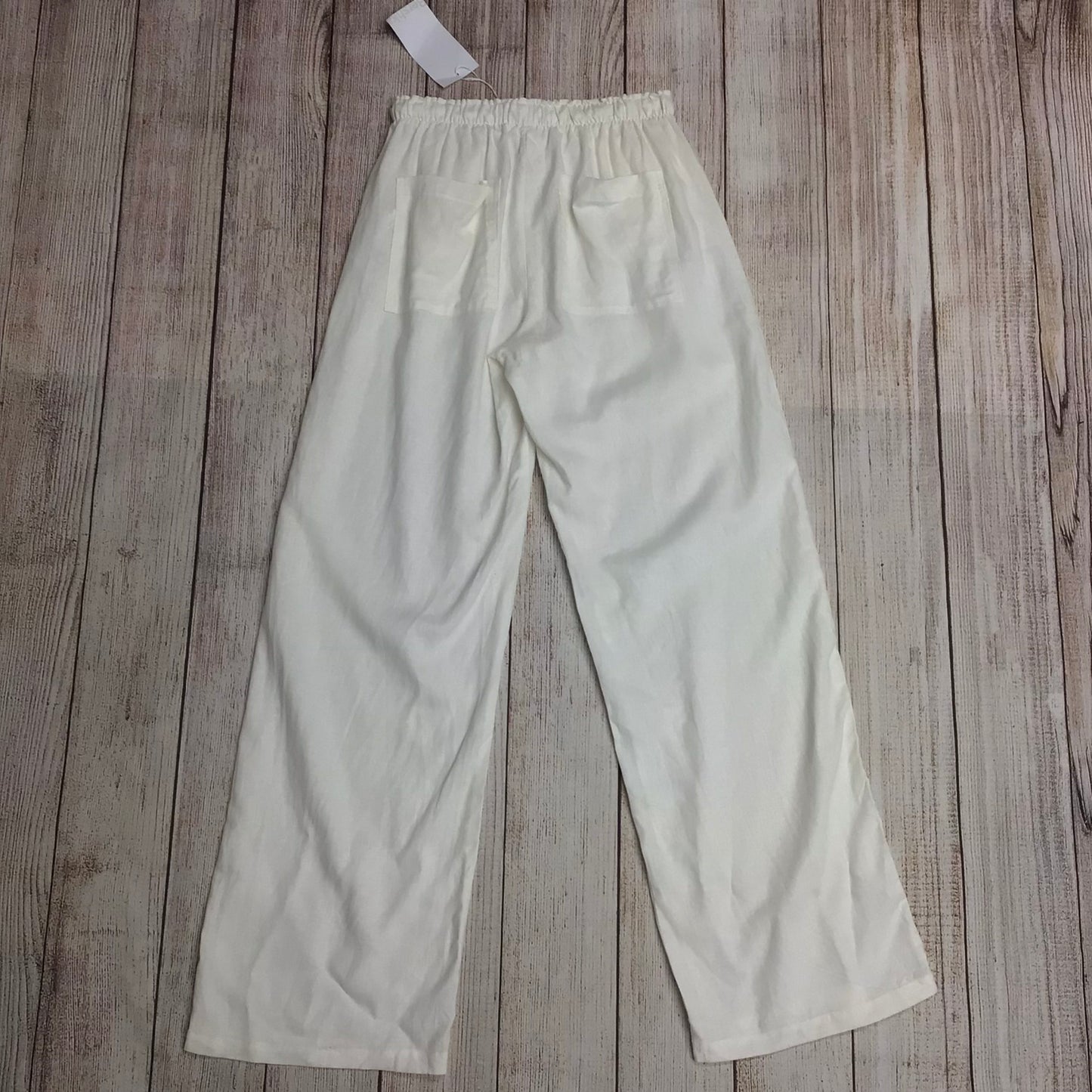 BNWT Bershka Cream/White Linen Blend Trousers w/Elasticated Waist Size S