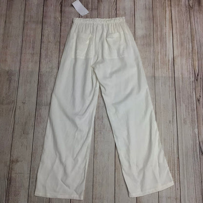 BNWT Bershka Cream/White Linen Blend Trousers w/Elasticated Waist Size S