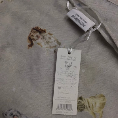 BNWT Wrendale Designs Wild Truffle Grey Dog Pattern Scarf