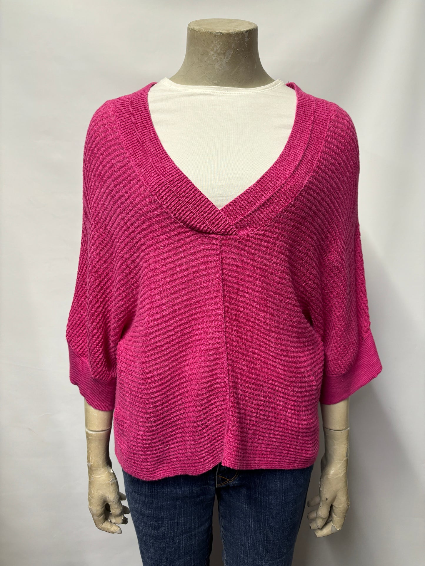 Jigsaw Pink Knitted V-Neck jumper Size-M