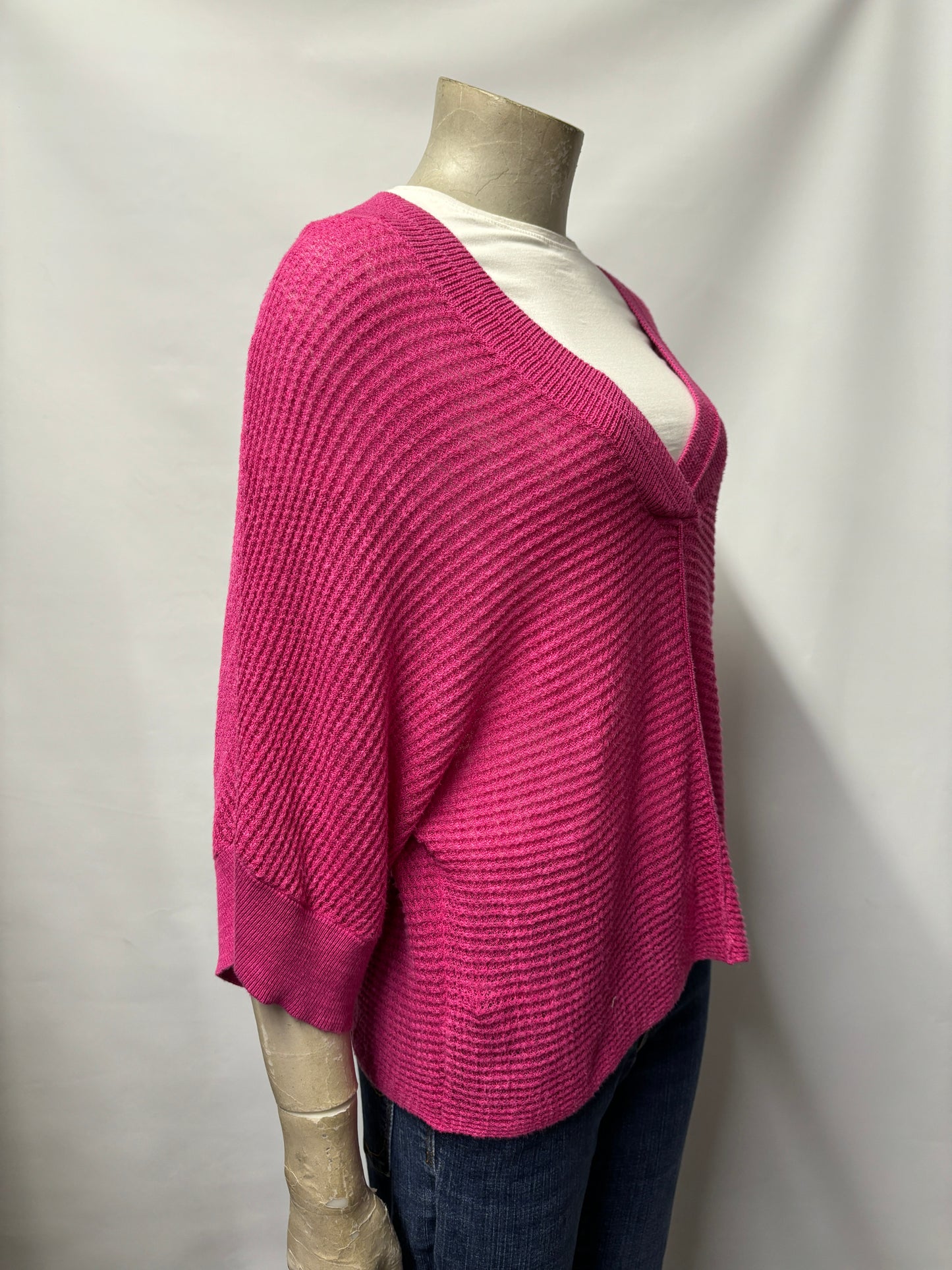 Jigsaw Pink Knitted V-Neck jumper Size-M