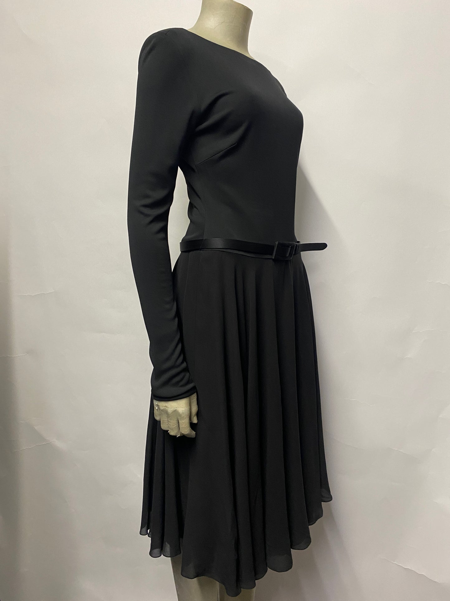 Ralph Lauren Black Long Sleeve Midi Dress Purple Label Collection 12