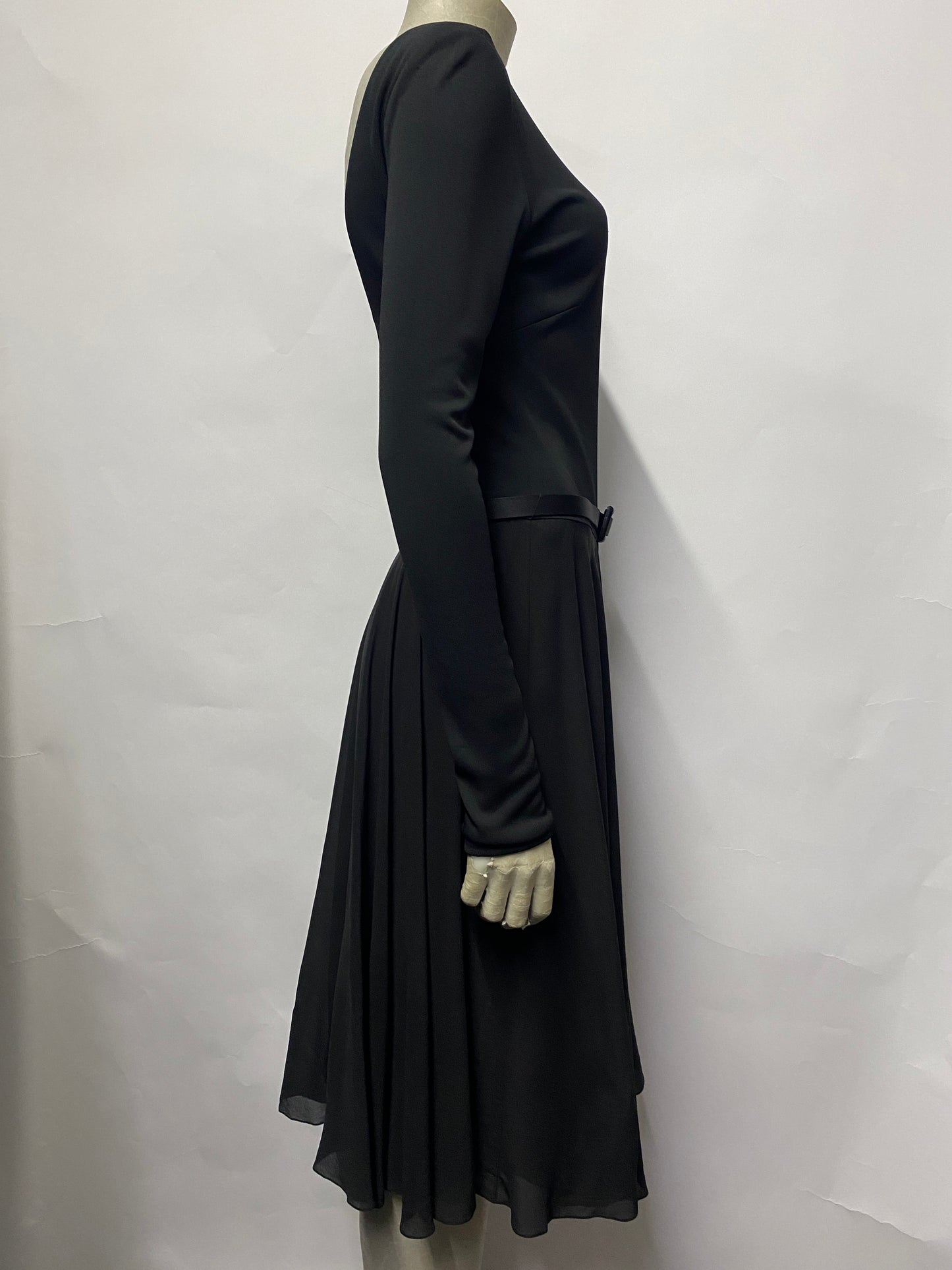 Ralph Lauren Black Long Sleeve Midi Dress Purple Label Collection 12
