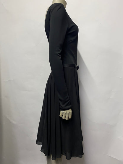 Ralph Lauren Black Long Sleeve Midi Dress Purple Label Collection 12