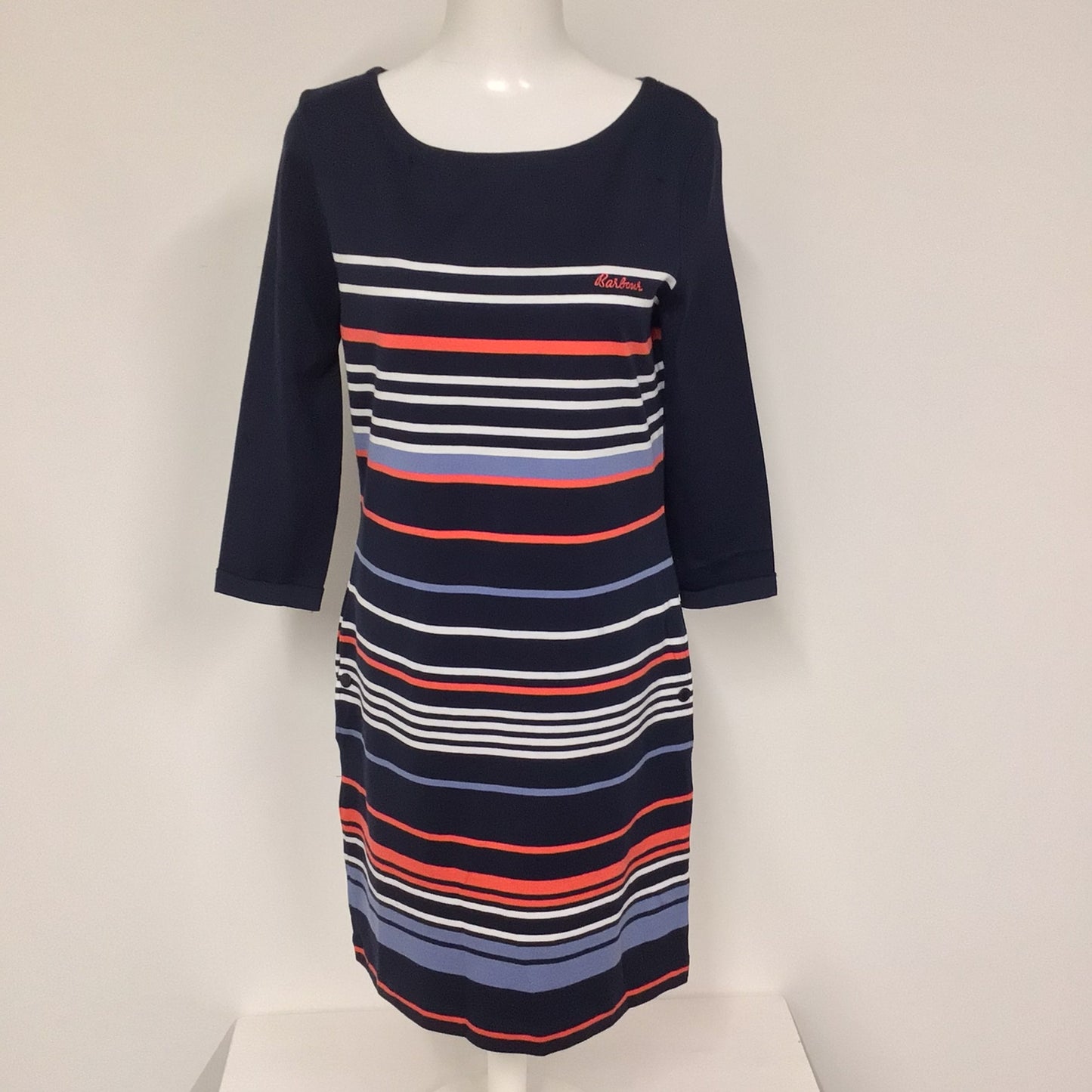 BNWT Barbour Blue & Red Alongshore Stripe 100% Cotton Dress Size 12