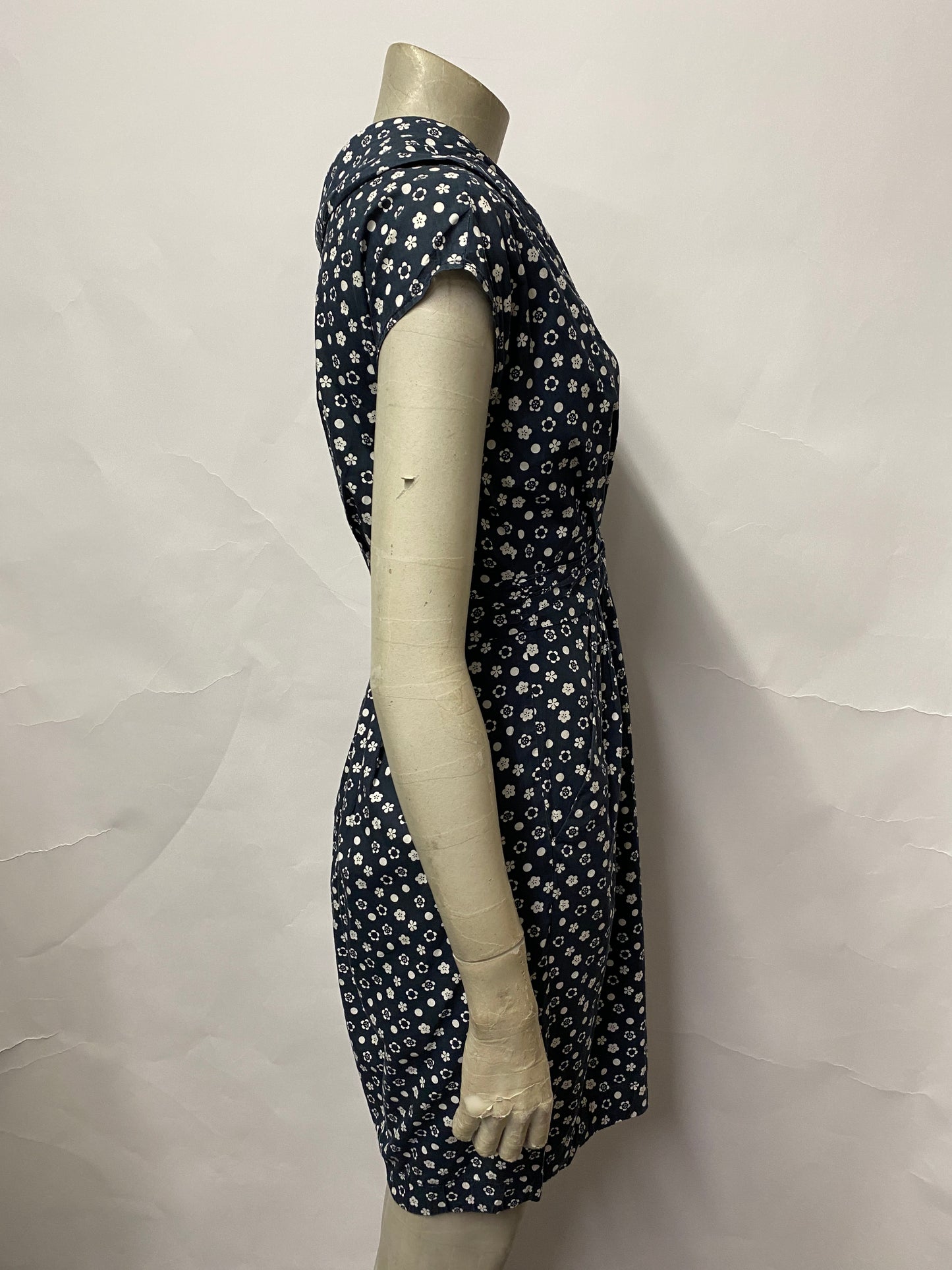 Nicole Farhi Blue Flower Print Cotton Dress 10