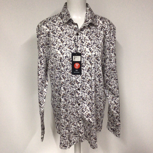 BNWT Matinique Blue/Brown on White Multi Print Shirt Size XL