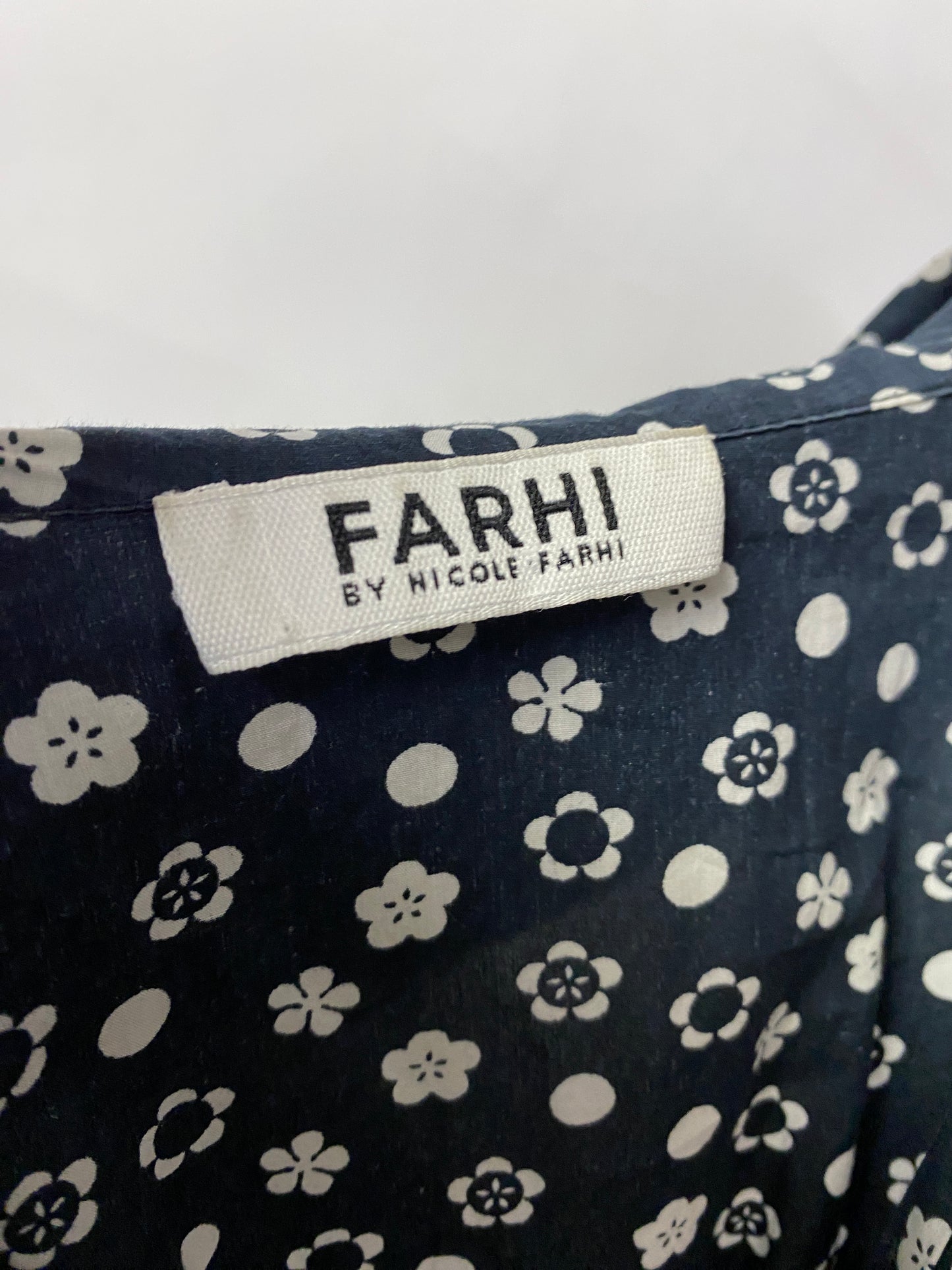 Nicole Farhi Blue Flower Print Cotton Dress 10