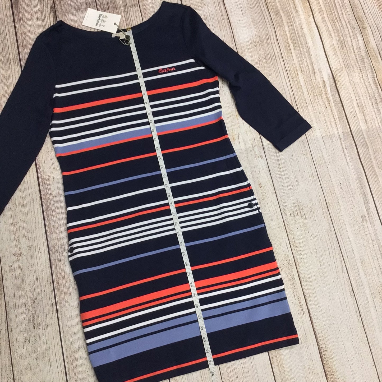 BNWT Barbour Blue & Red Alongshore Stripe 100% Cotton Dress Size 12