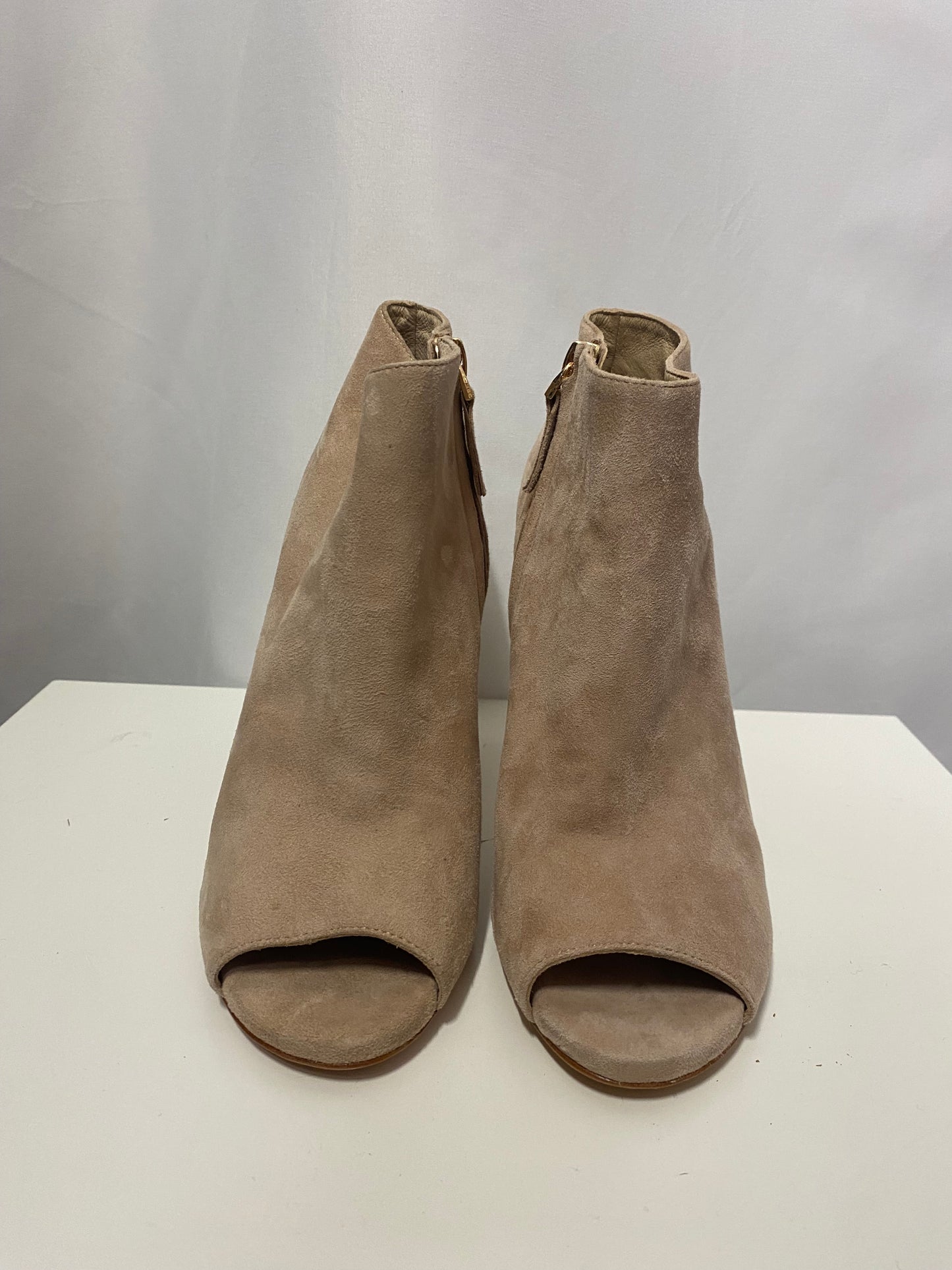 Lola Cruz Beige Suede Peeptoe Stiletto Heels 4