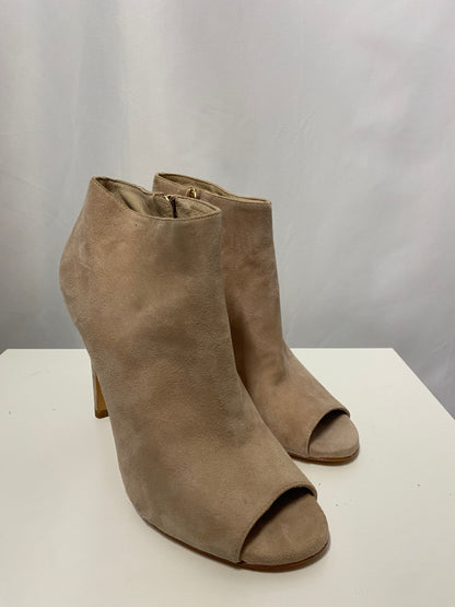 Lola Cruz Beige Suede Peeptoe Stiletto Heels 4