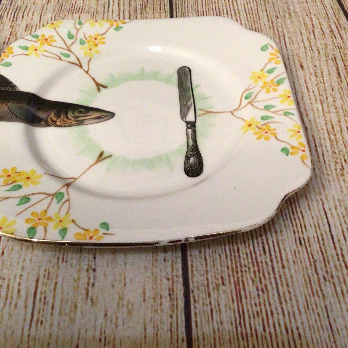 Bell China England Fish Knife Fork Tuck In Design, Alijoe Designs (2x plates)