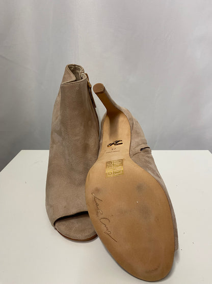 Lola Cruz Beige Suede Peeptoe Stiletto Heels 4