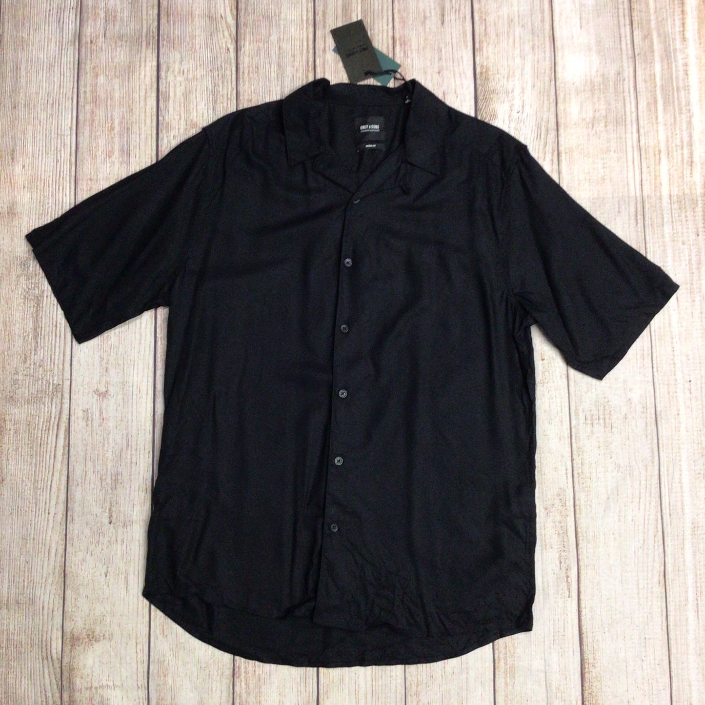 BNWT Only & Sons Black Short Sleeve Shirt Size L