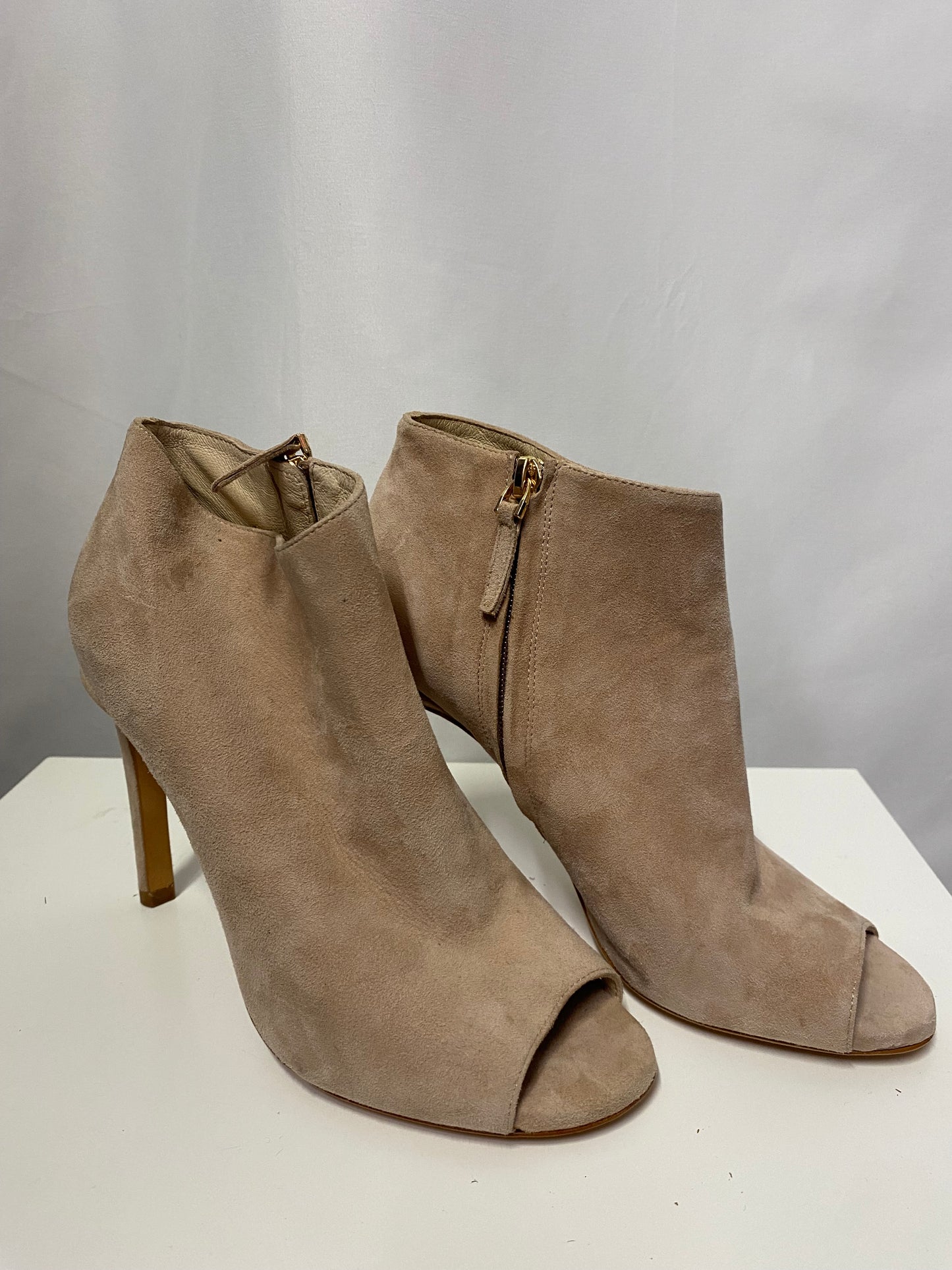 Lola Cruz Beige Suede Peeptoe Stiletto Heels 4