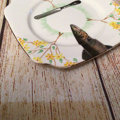 Bell China England Fish Knife Fork Tuck In Design, Alijoe Designs (2x plates)