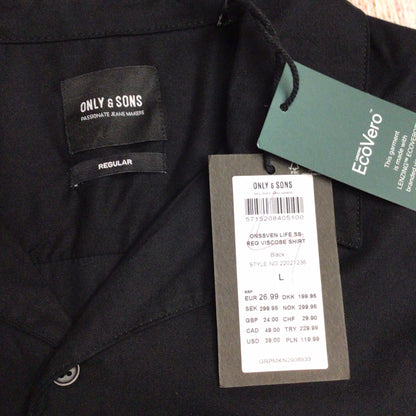 BNWT Only & Sons Black Short Sleeve Shirt Size L