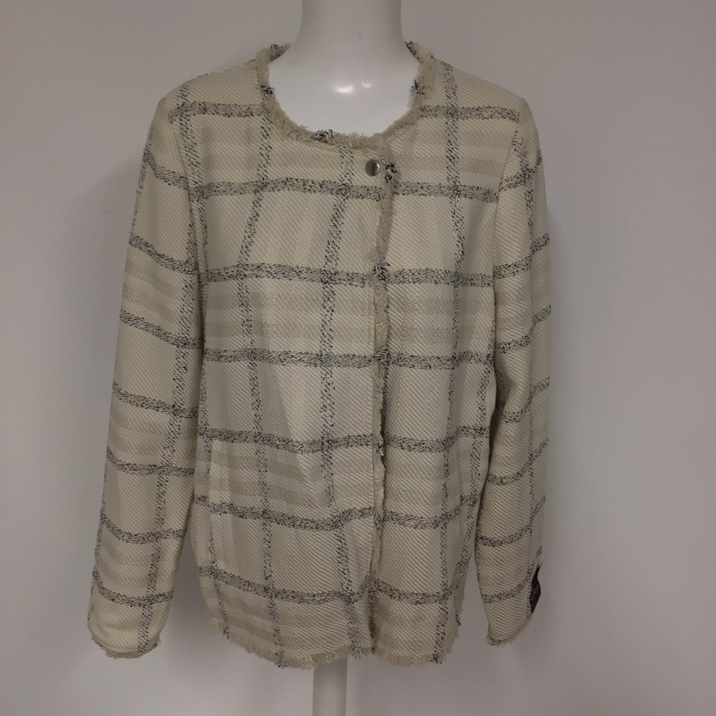 BNWT Next Tailoring Cream & Black Checked Frayed Jacket RRP £68 Size 16