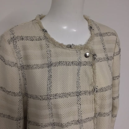 BNWT Next Tailoring Cream & Black Checked Frayed Jacket RRP £68 Size 16