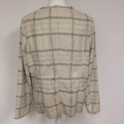 BNWT Next Tailoring Cream & Black Checked Frayed Jacket RRP £68 Size 16