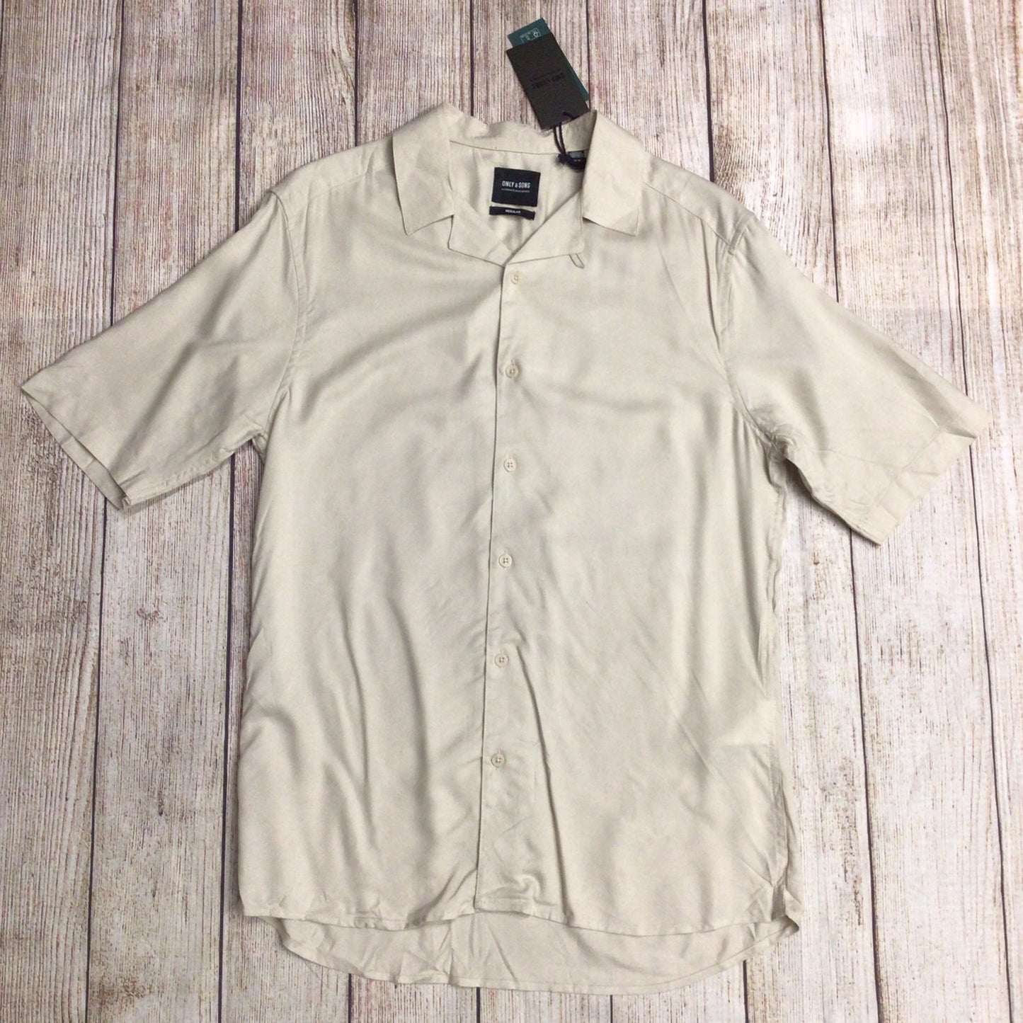 BNWT Only & Sons Beige Short Sleeve Shirt Size M