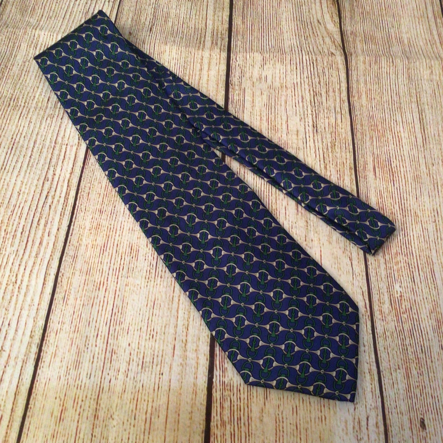 Fendi Cravatte Blue Patterned 100% Silk Tie