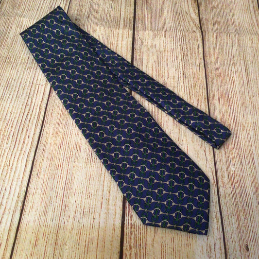 Fendi Cravatte Blue Patterned 100% Silk Tie