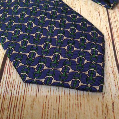 Fendi Cravatte Blue Patterned 100% Silk Tie