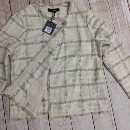 BNWT Next Tailoring Cream & Black Checked Frayed Jacket RRP £68 Size 16