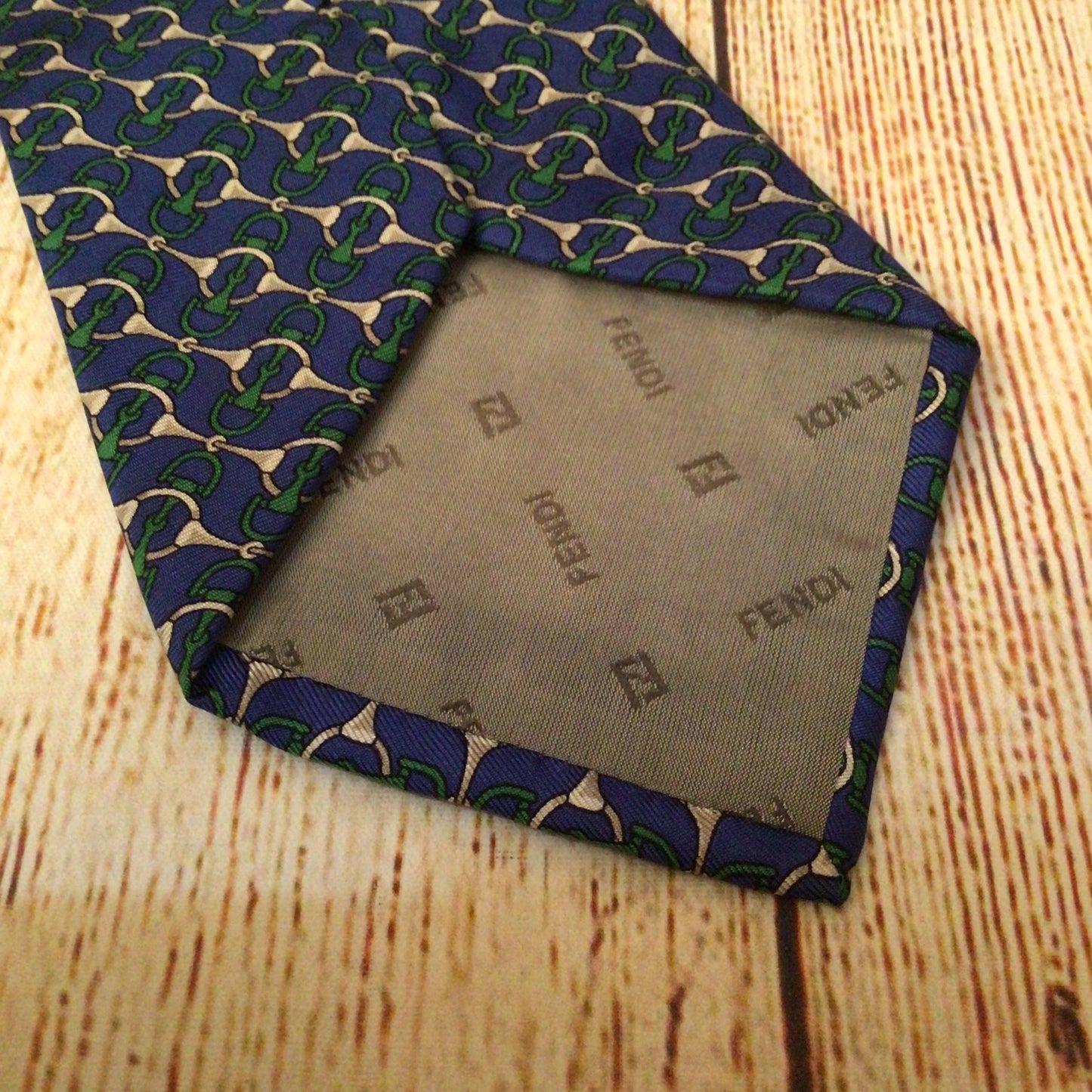 Fendi Cravatte Blue Patterned 100% Silk Tie