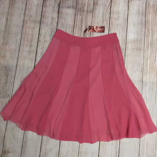 BNWT Monsoon Pink Striped 100% Silk Skirt RRP £65 Size 12