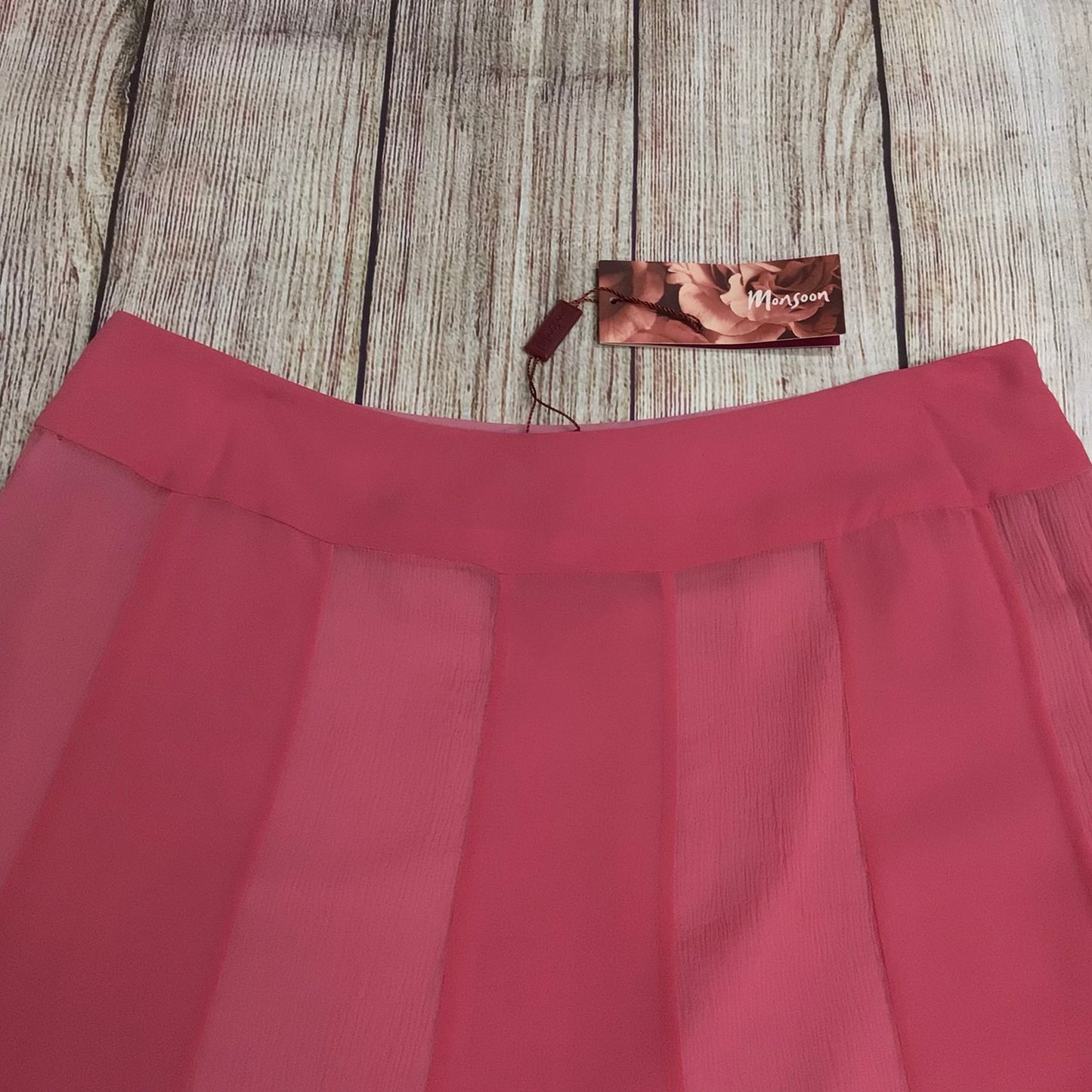 BNWT Monsoon Pink Striped 100% Silk Skirt RRP £65 Size 12