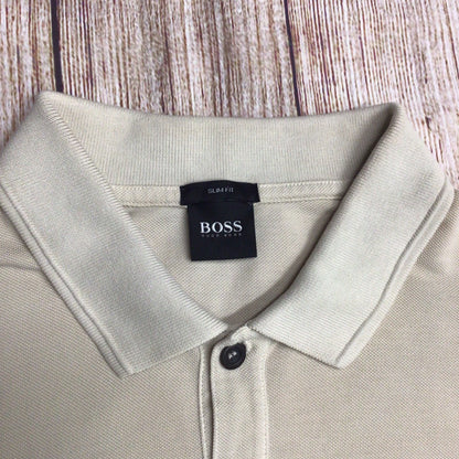 Boss Hugo Boss Beige Short Sleeve Slim Fit Polo Shirt Size M