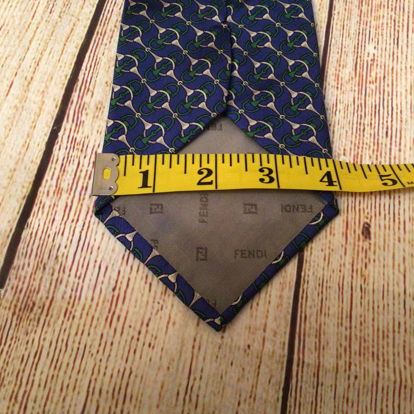 Fendi Cravatte Blue Patterned 100% Silk Tie