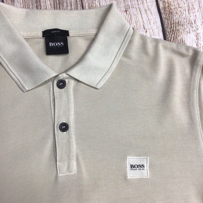 Boss Hugo Boss Beige Short Sleeve Slim Fit Polo Shirt Size M