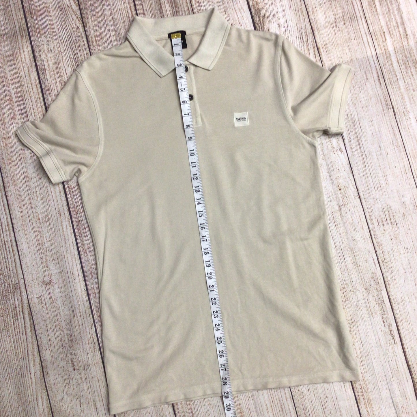 Boss Hugo Boss Beige Short Sleeve Slim Fit Polo Shirt Size M