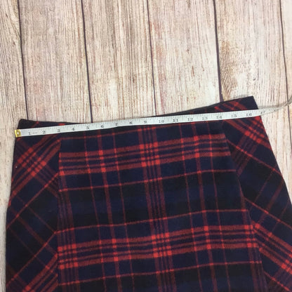 Laura Ashley Red & Blue Check Wool Blend Skirt Size 12