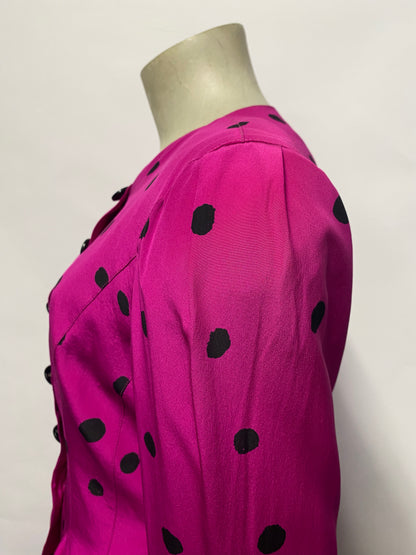 Louis Féraud Fuchsia Silk Skirt Suit 12