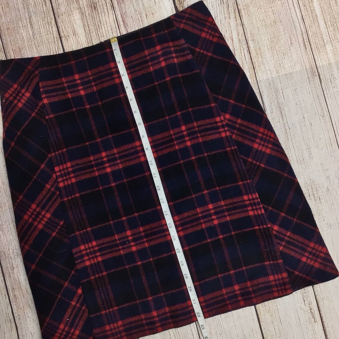 Laura Ashley Red & Blue Check Wool Blend Skirt Size 12