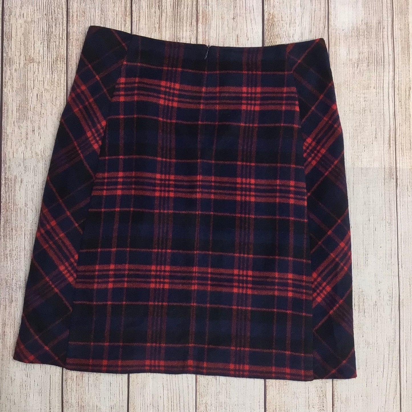 Laura Ashley Red & Blue Check Wool Blend Skirt Size 12