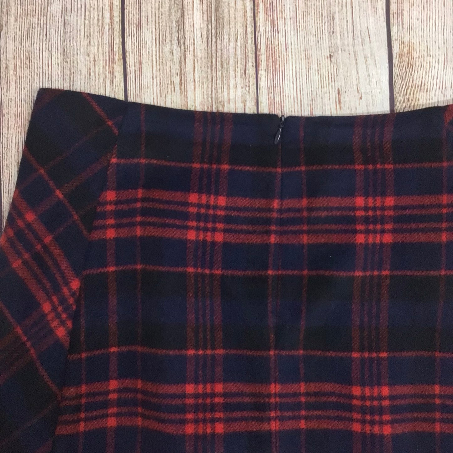 Laura Ashley Red & Blue Check Wool Blend Skirt Size 12