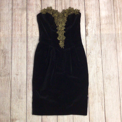 Images Black Velvet w/Gold Detail Strapless Dress Size 10