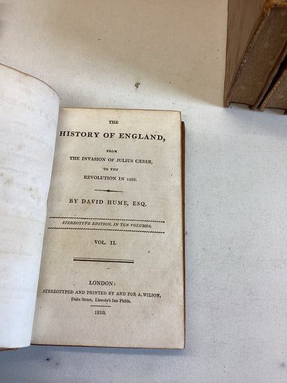 History of England in 16 Uniform Volumes 1-10 David Hume Volumes 11-16 T Smollett A Wilson 1810-1811