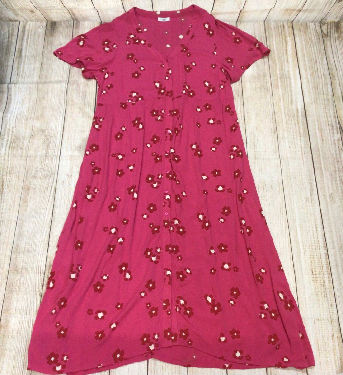 Simply Be Pink Floral Button Up Dress w/Pockets Size 20