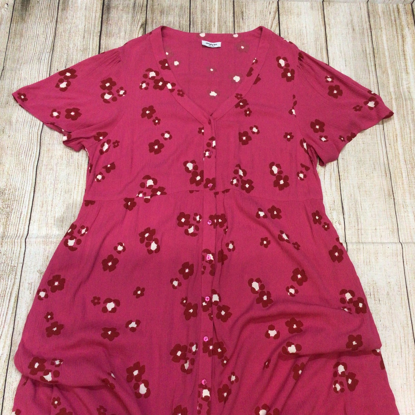 Simply Be Pink Floral Button Up Dress w/Pockets Size 20
