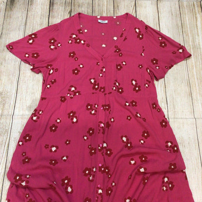Simply Be Pink Floral Button Up Dress w/Pockets Size 20