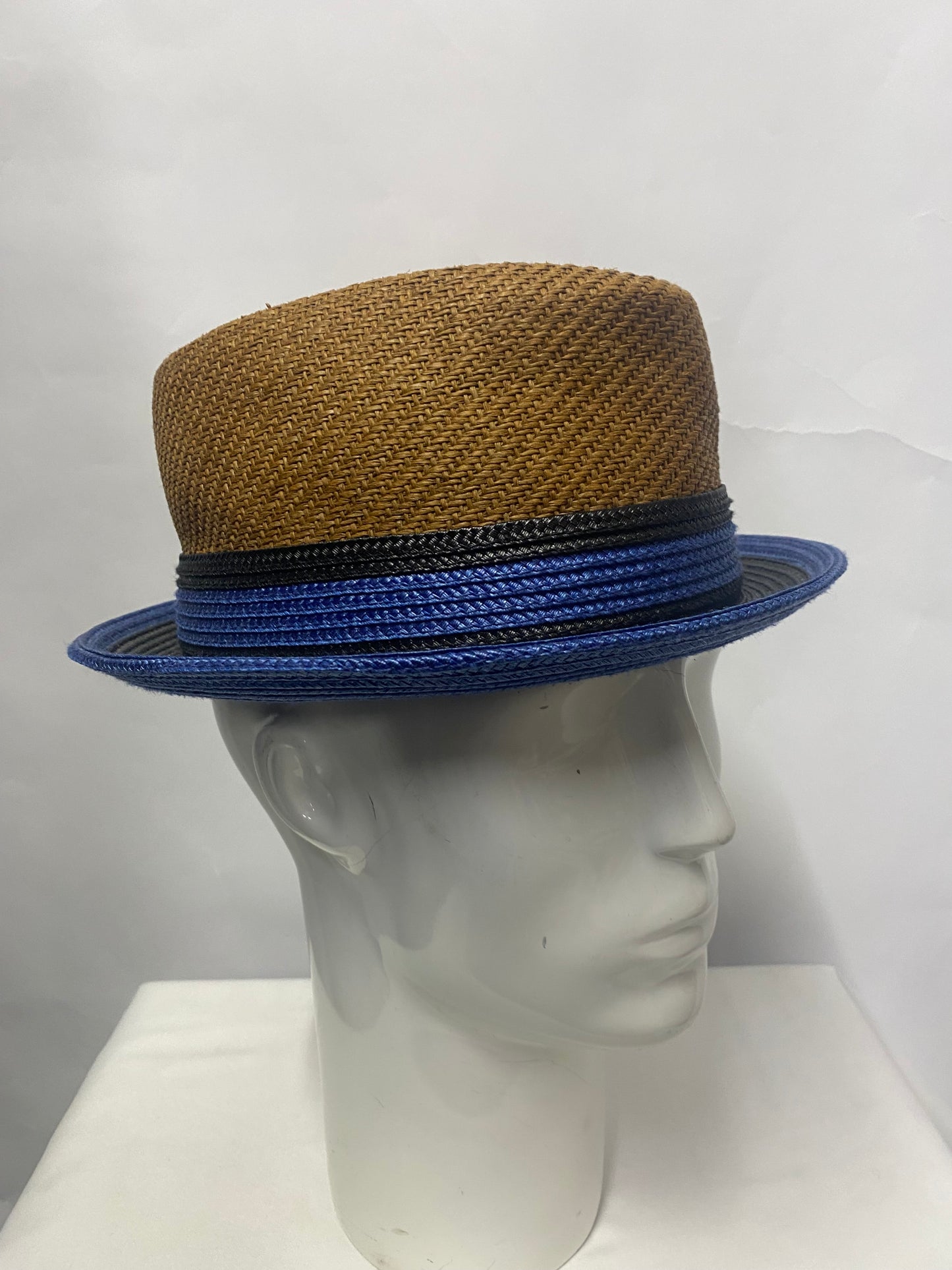Dasmarca Men's Tan and Blue Summer Straw Hat