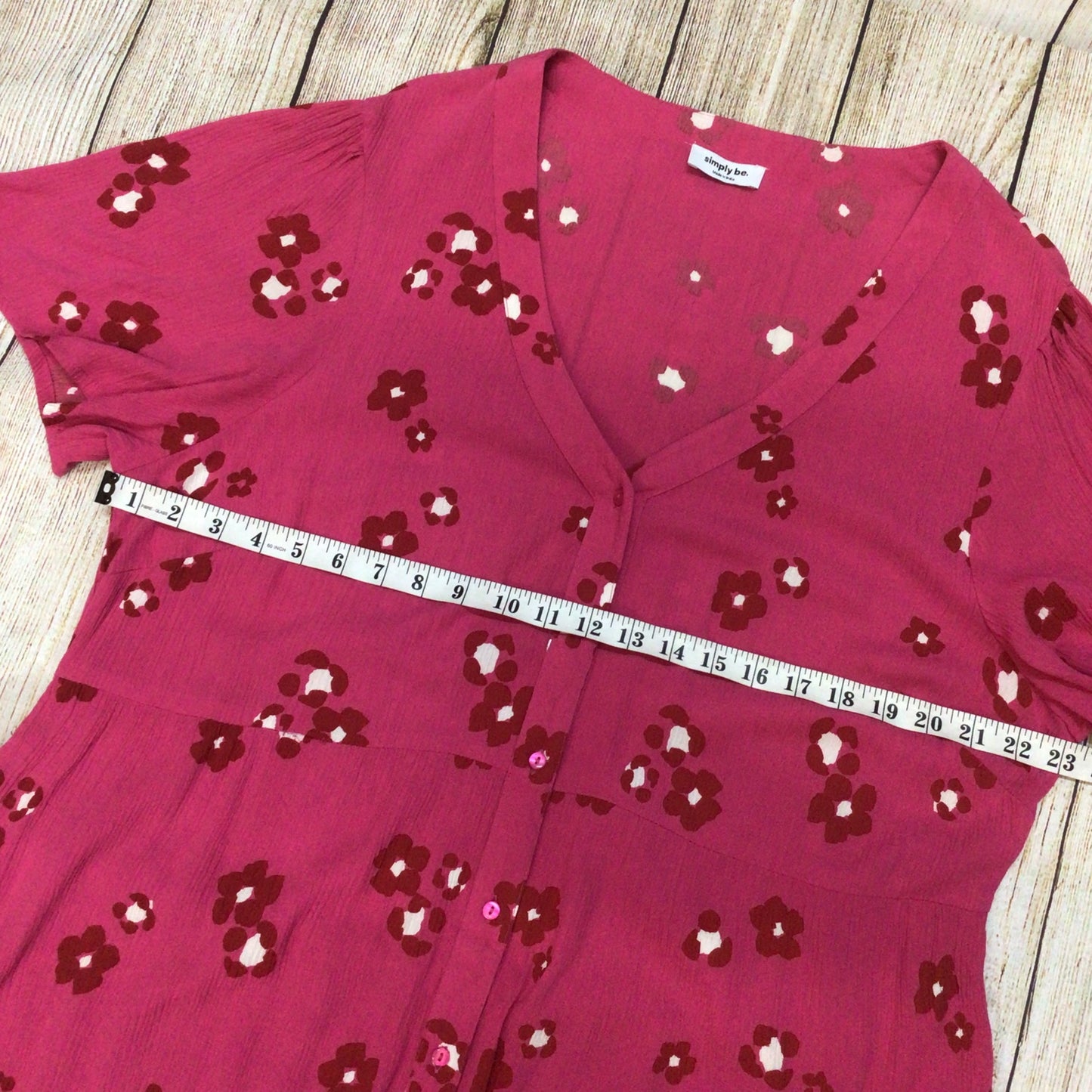 Simply Be Pink Floral Button Up Dress w/Pockets Size 20