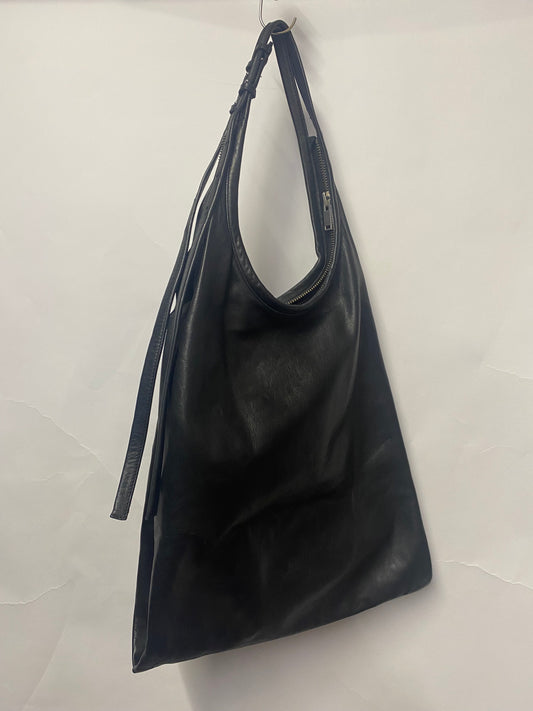 COS Black Soft Leather Shoulder Tote Bag Silver Zips